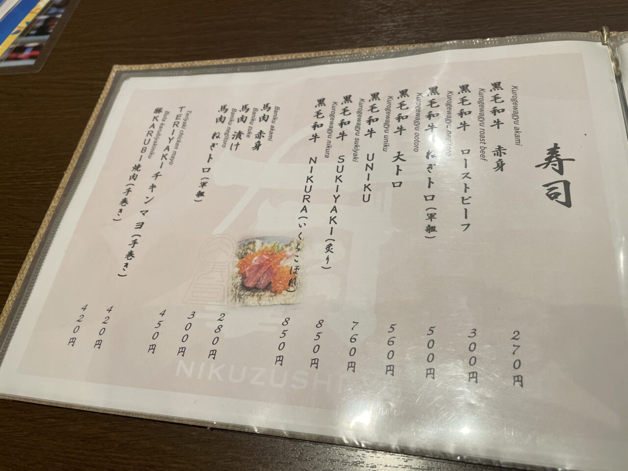 メニュー（寿司）