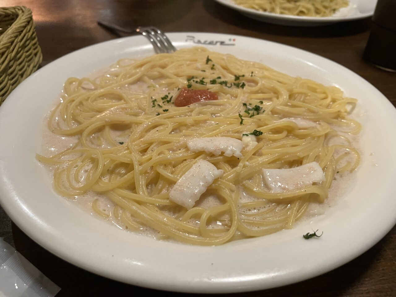 明太子とイカのクリームソース